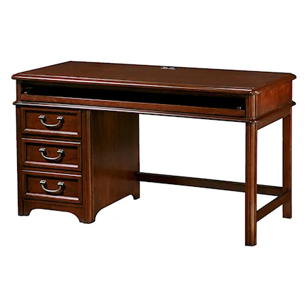 Single Pedestal Desk with Two Drawers and Keyboard Storage